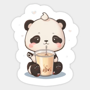 Cute panda with coffee Sticker